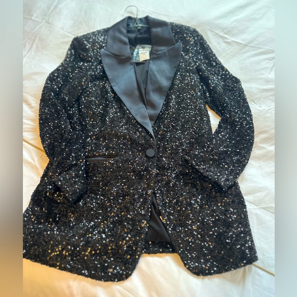 Express Sequin Tuxedo Blazer